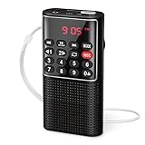 PRUNUS J-328 Taschenradio FM/UKW, Digital Radio Klein mit Rekorder, Kofferradio Mini Radio mit Akku...