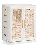 Lolalet 360° Drehbar Schmuckkästchen, Große Schmuckschatulle mit 5 Ebenen, Vertikale...