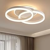 Amdelne LED Deckenlampe Wohnzimmer 50cm 2-Ringe Design, 36W Deckenleuchte Moderne mit Fernbedienung...
