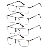 Fsread 4 Pack Lesebrille Herren Blaulichtfilter mit Federscharnieren Rectangular Reader Full Frame...