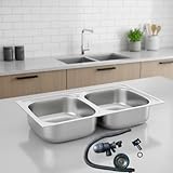 Mucola Küchenspüle 2 Spülbecken Edelstahl Doppelspüle | inkl. Ablauf-Set und Siphon |...