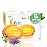 Pears Pure & Gentle Transparente Seifenstange mit natürlichen Ölen, 125g (6er-Pack)