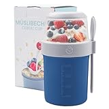 YOWOLF Müslibecher to Go, 2in1 Praktischer Joghurtbecher & Müslibecher für Picknick,...