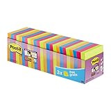 Post-it Super Sticky Notes, Packung mit 24 Blöcken, 90 Blatt pro Block, 76 mm x 76 mm, Farben:...