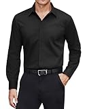 J.VER Herren Hemd Regular Fit Fleckenschutz Langarmhemd Unifarben Freizeithemd Stretch Arbeit Dating...