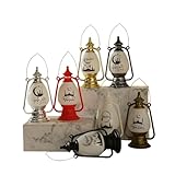 Uxsjakjsd 7-Teiliges Vintage Eid Mubarak Sturmlaterne Ramadan Kohleöl Winddichte Dekorative Lichter...