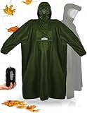 Outdoro Regenponcho mit Ärmeln - Mit Navigations-Fenster in der Brusttasche, Reißverschluss und...