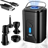 Elektrische Luftpumpe mit LED Campinglampe – Mini Akku Pumpe mit 5 Düsen & USB-C | Bis zu 15...