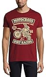 Motocross Dirt Racing Rundhals Baumwolle Herren T-Shirt Bordeaux, bordeaux, M