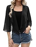 Aottori Bolero Damen Chiffon Cardigan Kurz Sommer Bolerojacke Elegant mit 3/4 Ärmel Schulterjacke...