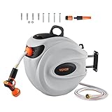 VEVOR Schlauchtrommel, 12mmx40m, Wandmontage, Schlauchaufroller mit Düse mit 9 Mustern,...