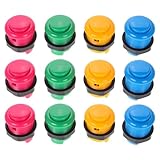 LRXIYODE 12 Stück Runde Ersatz Druckknöpfe für Street Videospiele Langlebige Arcade Spielknöpfe...