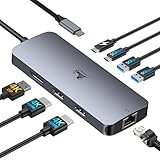 USB C Docking Station Dual Monitor 8 in 1 Laptop Docking Station 2 Monitore USB C Hub mit 4K Dual...