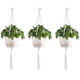 Miayical 3er Set Makramee Blumenampel, Pflanzenhänger, Innen Außen Wandbehang Pflanzkorb...