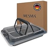 WESMA® Backblech mit Deckel 40 x 33 x 8 cm | Premium rechteckige Backform mit Transporthaube für...