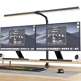 Bogseth 1300LM Doppelkopf Schreibtischlampe LED Dimmbar Fernbedienung, 24W 80CM Klemmbare Monitor...