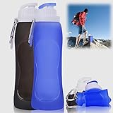Cresbel 2 Stück Faltbare Trinkflasche 500ml, Auslaufsichere ultraleicht Trinkflasche, Silikon...