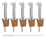 Incutex 5x Flaschenausgiesser mit Kork & Deckel und 1x Reinigungsbürste, Ausgießer für Flaschen,...