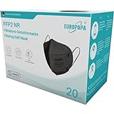 EUROPAPA® 20x FFP2 Schwarz Maske 5-Lagen Mundschutzmaske CE Stelle zertifiziert Atemschutzmasken...
