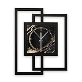 Kreative Feder Designer-WANDUHR „Black & Gold Waves“ in modernem Metallic-Look ohne...