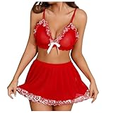 Christmas Dress Women Sexy Boudoir Soft Bra Unterkleid FüR Durchsichtige Kleider Dessous Schleife...