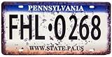 Retro Nummernschild - Pennsylvania - USA Vintage Auto Motorway Deko Schild, Blechschild, 30 x 15 cm