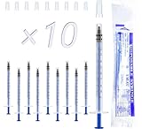 10 Stück 1ml Spritzen mit Sicherheitsverschluss, Einwegspritze ohne Nadel für präzise...