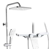 HOMELODY Duschsystem mit Thermostat und Glasablage Chrom - Duscharmatur Komplettset mit 30cm,...