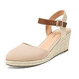 PIZZ ANNU Sandalen Damen Espadrilles Plateau Wedges Sandaletten mit Geschlossene Keilabsatz...