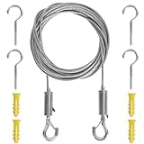 Drahtseil Set 6m, Vorhang Drahtstangen Set, Multi-Purpose Set Clothesline Curtain Drape, 2mm...