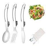 COYUN 3 Stück Klappgabeln und Löffelset,Campingbesteck,Messer Gabel Löffel Set...