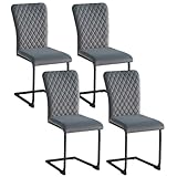 JYMTOM schwingstuhl 4er Set Freischwinger Stuhl Esszimmerstuhl mit Samt-Bezug und hoher Rücklehne,...