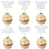 Gyufise Cupcake-Topper 'Happy 75th Birthday', glitzernd, 75 fabelhafte Vintage-Cupcake-Picks von...