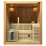 Dewello® Finnische Sauna Sarnia 180x140 Kabine aus Hemlock Tannenholz mit 6KW HARVIA Ofen 2-4...