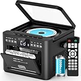 Greadio CD Player Tragbar, Boombox Kassettenspieler mit UKW Radio, Bluetooth 5.1, 5000mAh...