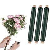 3 Stück Grün Blumendraht Verzinkt, Drahtrolle Metalldraht Blumenbindedraht, Sehr robust Zum binden...