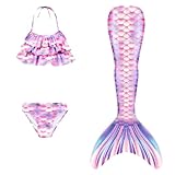 Generisch Badeanzug Mädchen Meerjungfrauenschwanz 3 Stück mit Bikini Set Bikini-Badeanzug mit...