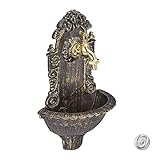 Relaxdays Wandbrunnen antik, mit Wasserhahn, nostalgisch, Waschbecken Garten, Aluguss, HBT 40 x 24,5...