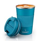 MOMSIV Thermobecher Isolierbecher, 13oz/380ml Rutschfest Edelstahl Travel Mug, Kaffeebecher aus...