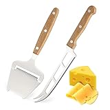 TELANKS 2 Stück Käsemesser, Käsehobel Set, 420 Edelstahl Käseschneider, Holzgriff Cheese Slicer,...