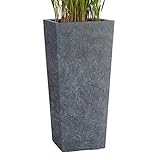 Pflanzwerk® Pflanzkübel Bodenvase Fiberglas Conic Lava ANTHRAZIT 60x28x28cm *Frostbeständige...