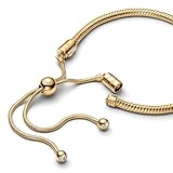 PANDORA Moments Schlangen-Gliederarmband mit Schiebeverschluss aus Sterling Silber mit vergoldeter...