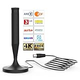 DVB-T2 Antenne Innenbereich – Digitale Zimmerantenne ohne Stromversorgung, 360° Rundumempfang bis...