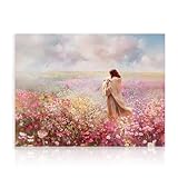 Dazzlewall Christliches Bild, Jesus umarmt Lamm in Blumenfeld Gemäldedruck für Kirche Schlafzimmer...