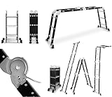 DRABEST - Gelenkleiter 4x3 Sprossen - aus Aluminium und Stahl - Klappleiter, Aluleiter - Maximale...