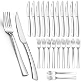 Homikit Steakbesteck Set, 24-teilig Edelstahl Steakmesser und Steakgabel, Steakbesteck Set für 12...