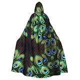 BROLEO Halloween-Umhang mit Kapuze für Cosplay, Kostümpartys und mehr, Pfauenfedern