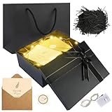 Geschenkbox mit Deckel, 22,5 x 16 x 8,5cm Schwarze Geschenkbox Geburtstag, Geschenkverpackung mit...