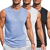 COOFANDY Herren-Tank-Tops, Baumwolle, 3er-Pack, weich, Fitnessstudio, Muskelshirt, ärmellos,...