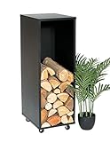 DanDiBo Kaminholzregal Innen Metall Schwarz Kaminholzständer 85 cm mit Rollen 96359 Kaminholzwagen...